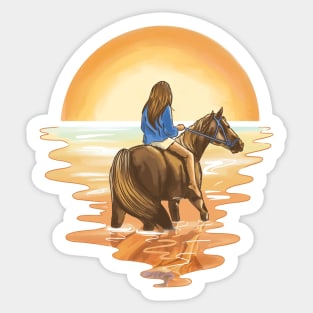 Horse Love,Horse Lover,Riding Horse in Sunset Sticker